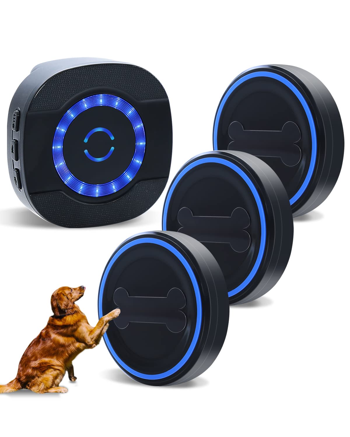 Daytech Dog Doorbell for Potty Training Wireless Dog Door Bell 3 Touch Buttons for Dog Doggie Potty Training Communication and 1 Loud Enough Receiver for Puppies Cats
