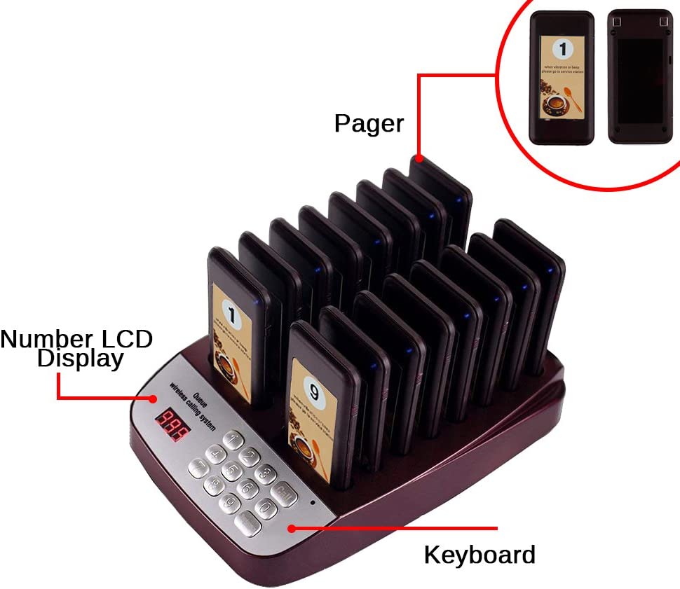 Daytech Portable Rechargeable Paging System for Restaurant Clinic Church Cafe Shop