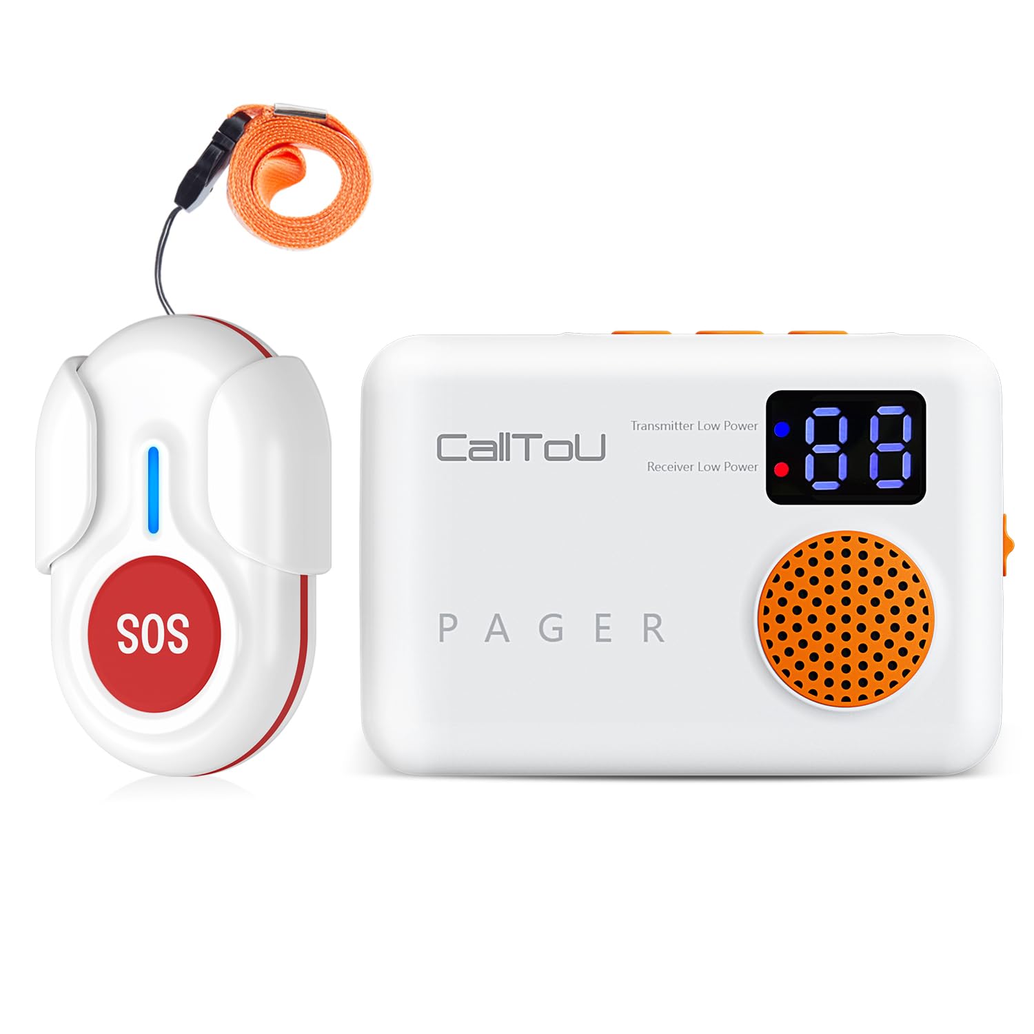 Wireless Caregiver Pager System with Vibration Alert - 1000FT Range for Home, Elderly, Patients, and Disabled - Includes 1 Battery Receiver, 1 Call Button, and Digital Display with Low Power Reminder