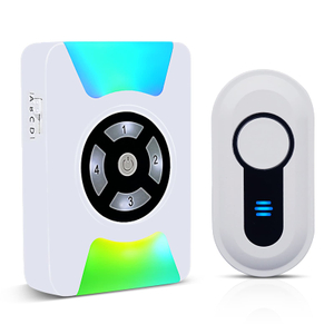 Door Chime Daytech Wireless Doorbell Chime With Colorful LED Flash Battery Operated Door Open Doorbell, 110dB loud Sound, Mute Mode, For Home, Apartments, Office, White, 1 Receiver + 1 Button