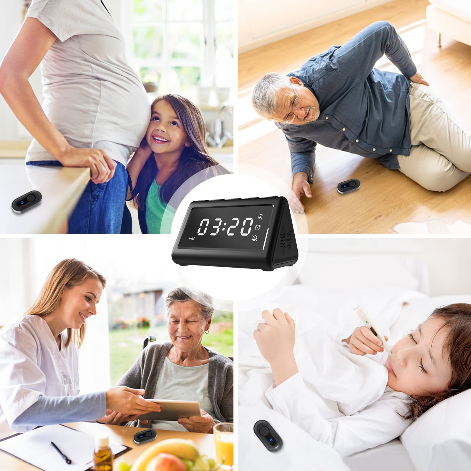 Daytech Medical Alert Systems for Seniors Time Alarm Clock Function Elderly Caregiver Pager 