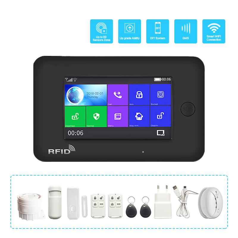 DAYTECH RFTA03 433Mhz Wireless Home Security Burglar System 4.3inch touch screen alarm kits office Tuya WIFI GSM Alarm System