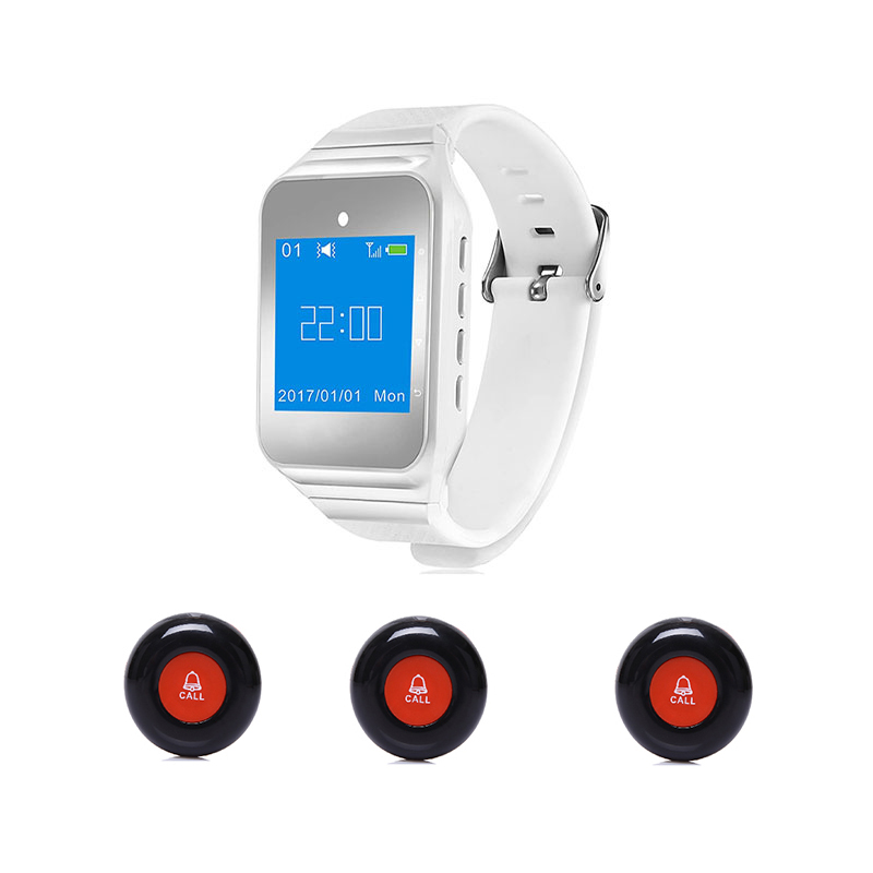 Daytech SW05 Restaurant cafe hotel room service call system Smart receiver with 5 call button wholesale wireless wrist watch pager