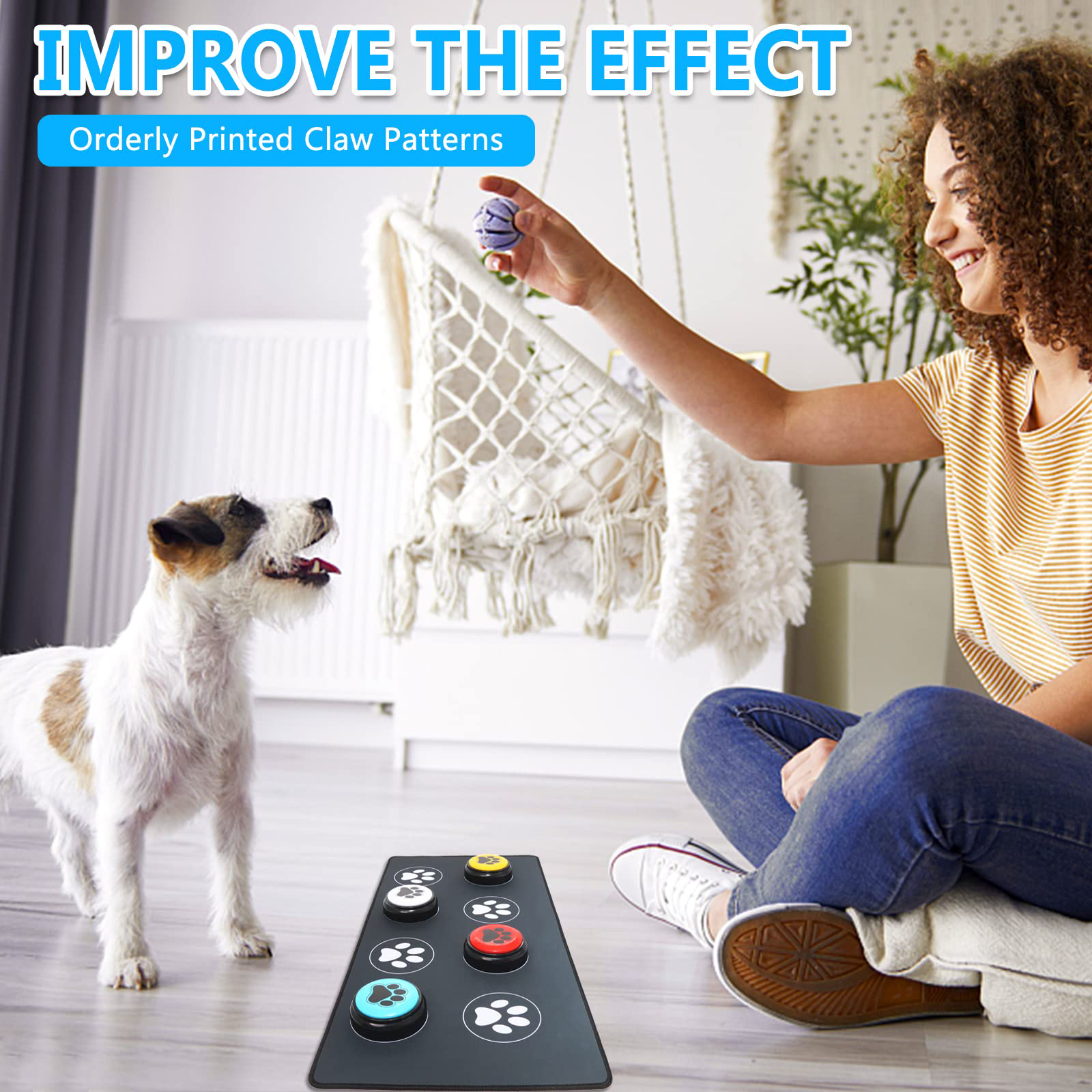 Dog Communication Buttons Mat,AntiSkid Rubber Backing Dog Buttons Mat