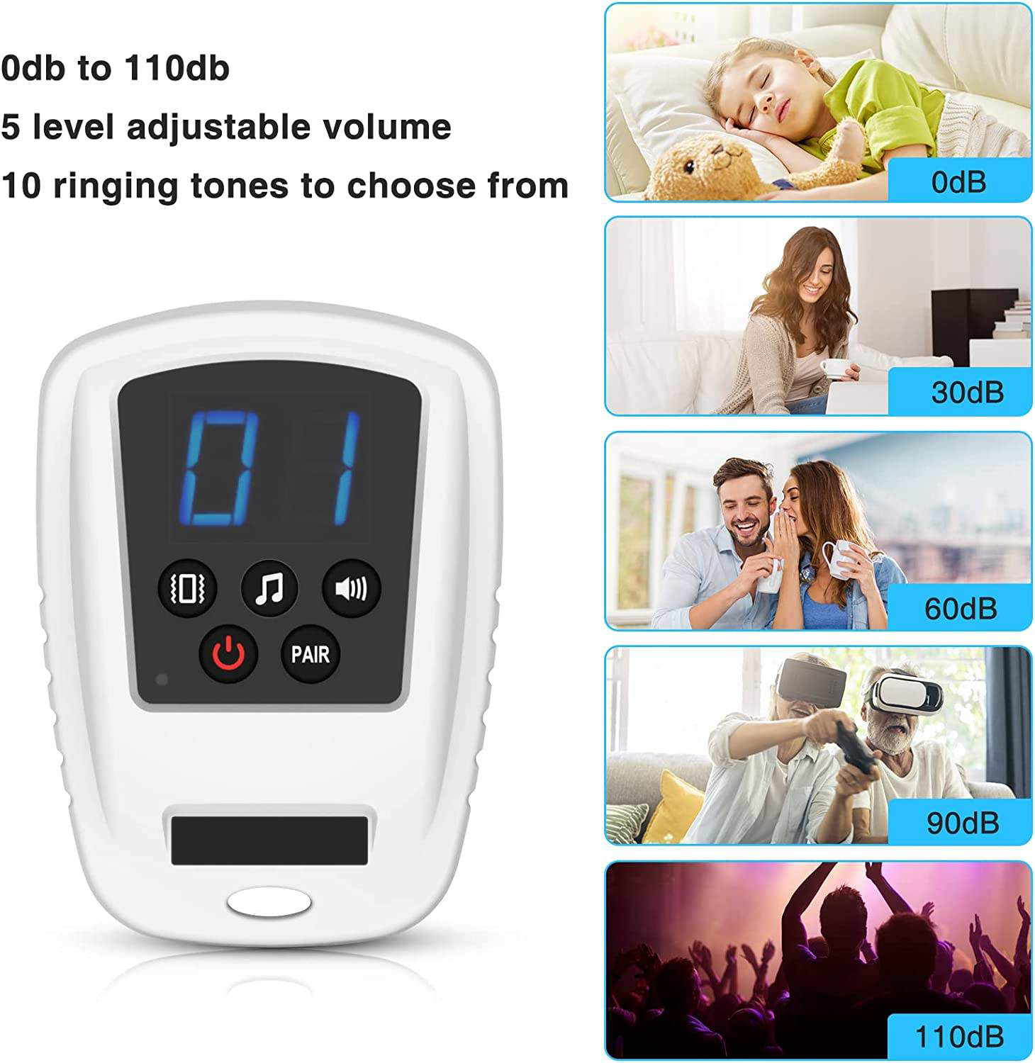 Daytech Caregiver Pager Wireless Call Button Smart Life Alert Systems for Seniors Elderly wireless two way call button caregiver pager