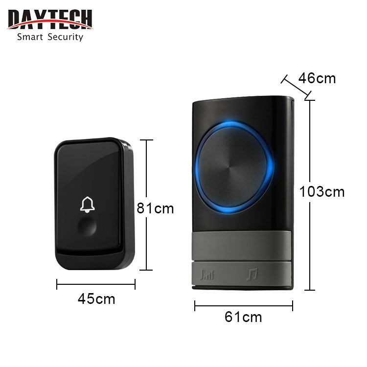 Wireless Door Bell Battery Waterproof Plug Led Light Long Range Smart Ringing