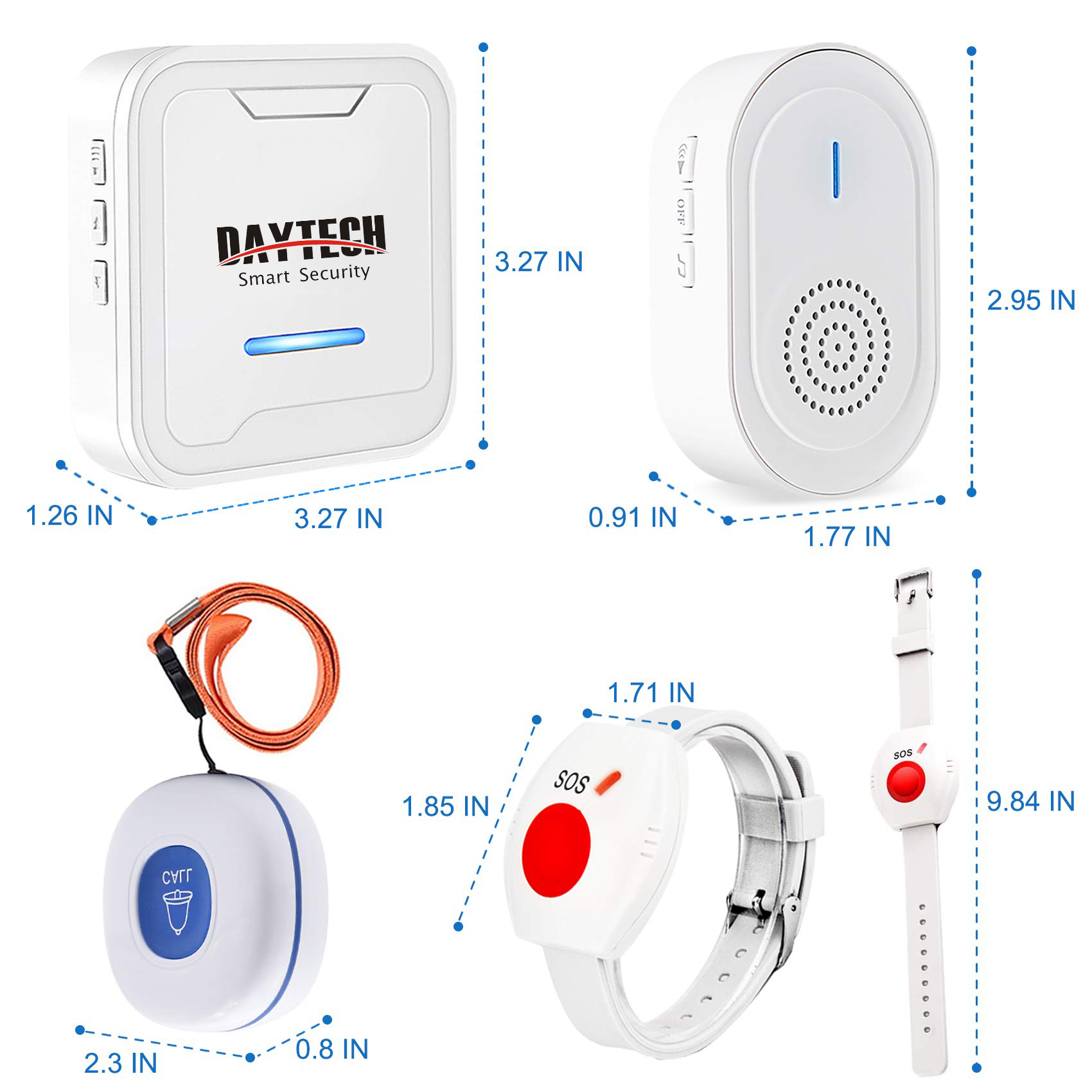 Daytech Wireless Caregiver Pager Call Button Medical Nurse Alert System Alarm and Panic Button for Home/Patients/Disabled wholesale rechargeable wireless caregiver pager call wireless pager manufactur