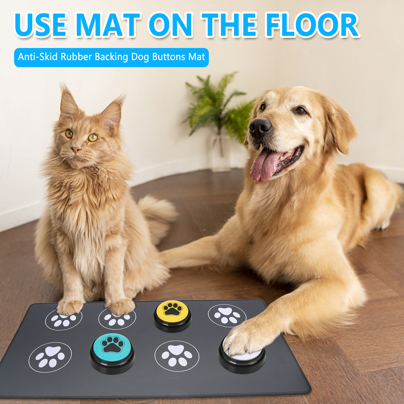 Dog Communication Buttons Mat,AntiSkid Rubber Backing Dog Buttons Mat